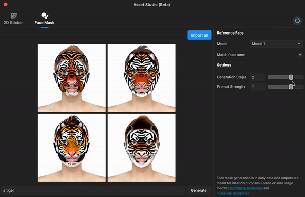 TikTok’s Effect House Asset Studio can generate 2D assets (Image Credit: TikTok)